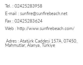 Sun Fire Beach Hotel iletiim bilgileri